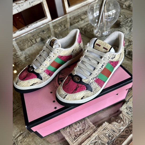 LIMITED EDITION Gucci Garden exclusive real python skin screener sneakers - Picture 3 of 7